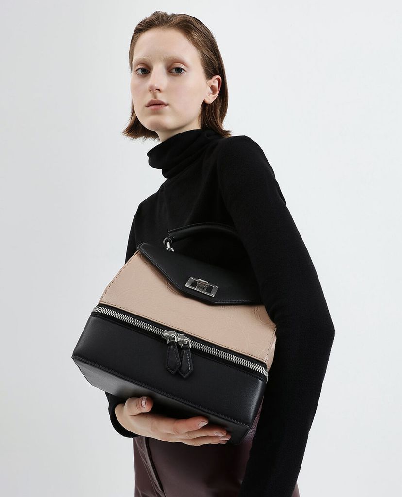 CHARLES & KEITH - Túi xách tay Wrinkled Effect Two Way Zip Top