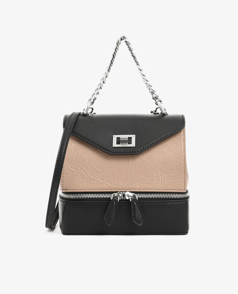 CHARLES & KEITH - Túi xách tay Wrinkled Effect Two Way Zip Chain