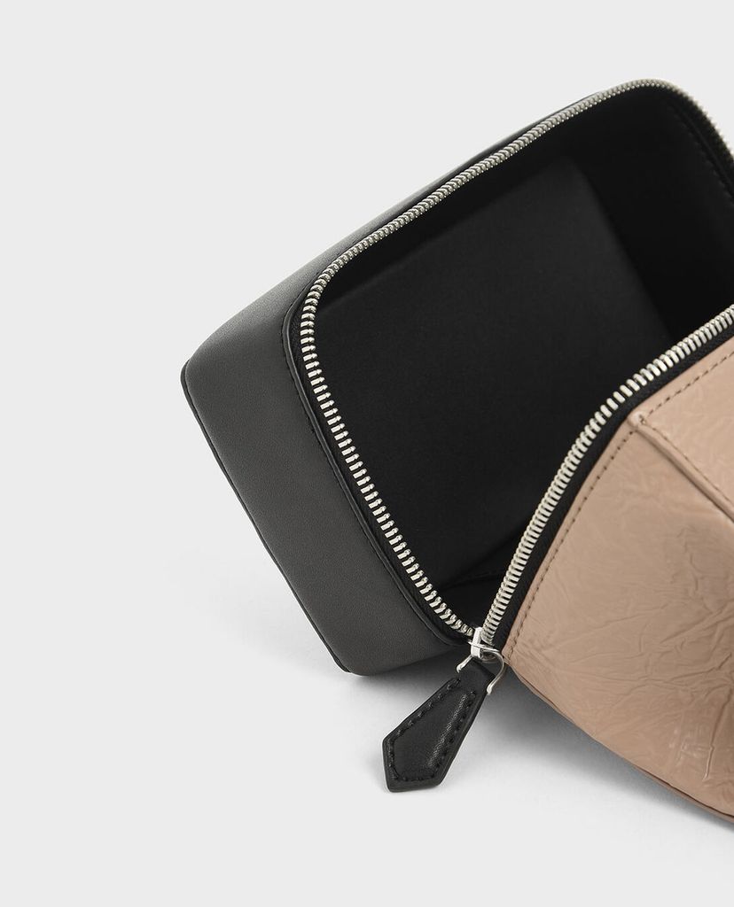 CHARLES & KEITH - Túi xách tay Wrinkled Effect Two Way Zip Chain