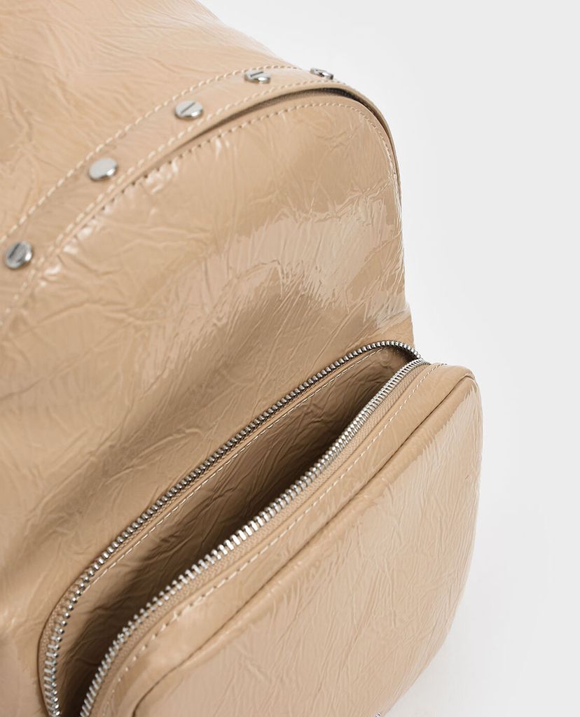 CHARLES & KEITH - Balo da gợn sóng Robot Charm Wrinkled Patent
