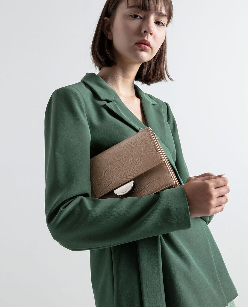 CHARLES & KEITH - Túi đeo chéo Round Metal Accent Wrinkled Effect