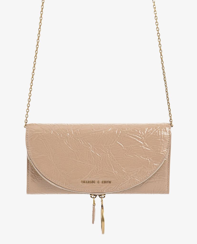 CHARLES & KEITH - Ví Wrinkled Patent Ring Zip