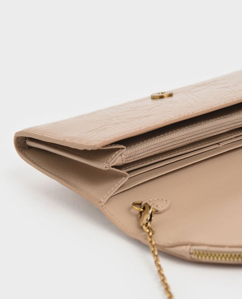 CHARLES & KEITH - Ví Wrinkled Patent Ring Zip