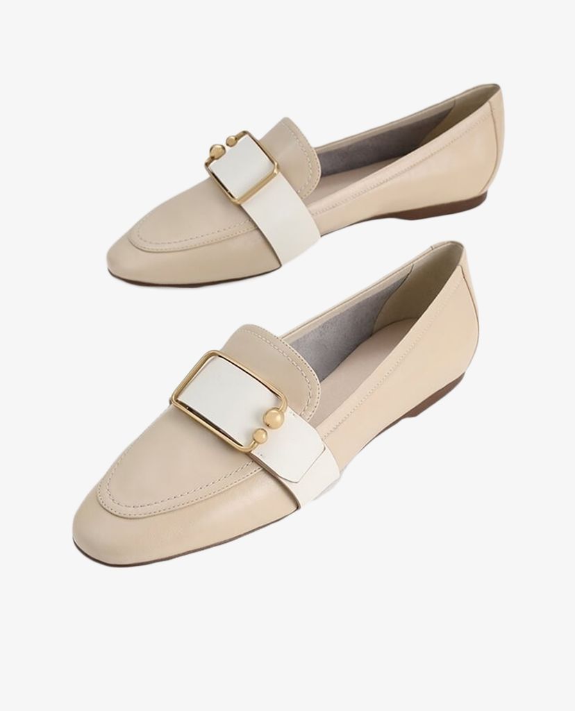 PEDRO - Giày đế bệt nữ mũi nhọn Buckle Leather Loafers