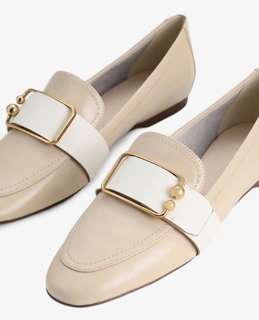 PEDRO - Giày đế bệt nữ mũi nhọn Buckle Leather Loafers