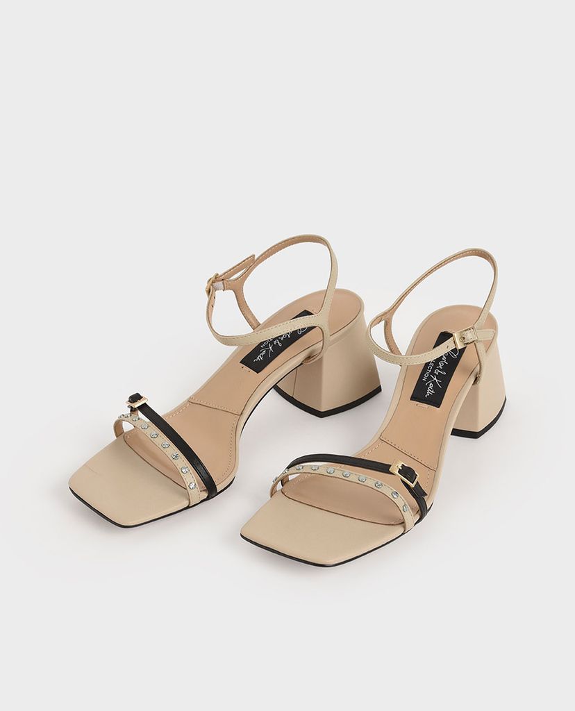 CHARLES & KEITH - Giày cao gót đế vuông quai ngang Pointed Slingback
