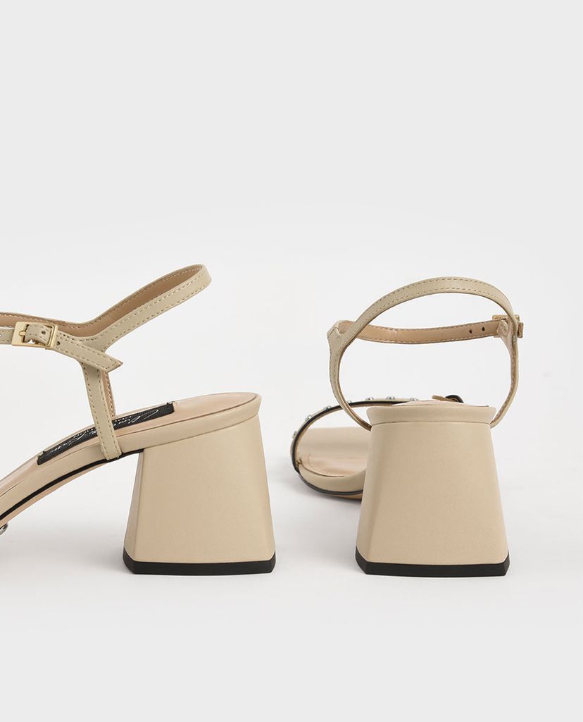CHARLES & KEITH - Giày cao gót đế vuông quai ngang Pointed Slingback