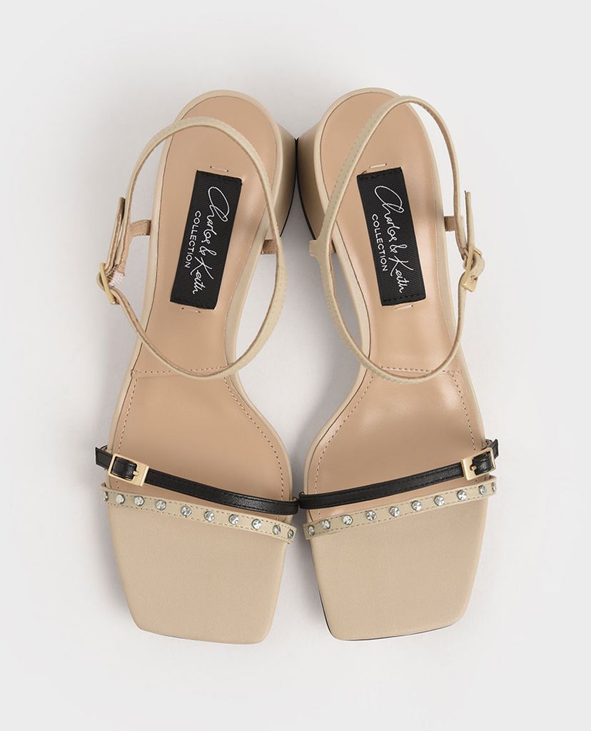 CHARLES & KEITH - Giày cao gót đế vuông quai ngang Pointed Slingback