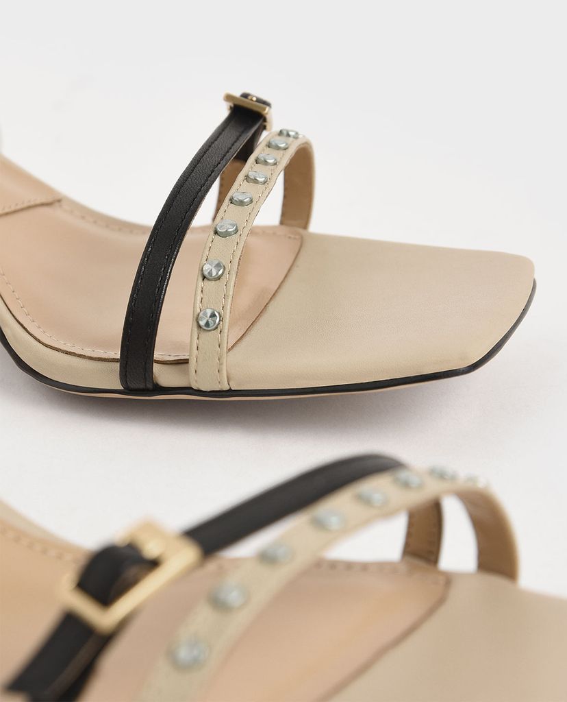 CHARLES & KEITH - Giày cao gót đế vuông quai ngang Pointed Slingback