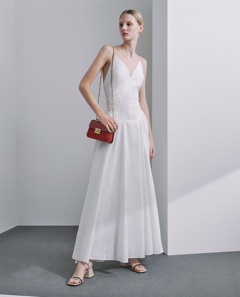 CHARLES & KEITH - Giày cao gót đế vuông quai ngang Pointed Slingback