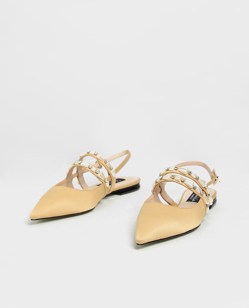CHARLES & KEITH - Giày đế bệt mũi nhọn Pearl Embellished