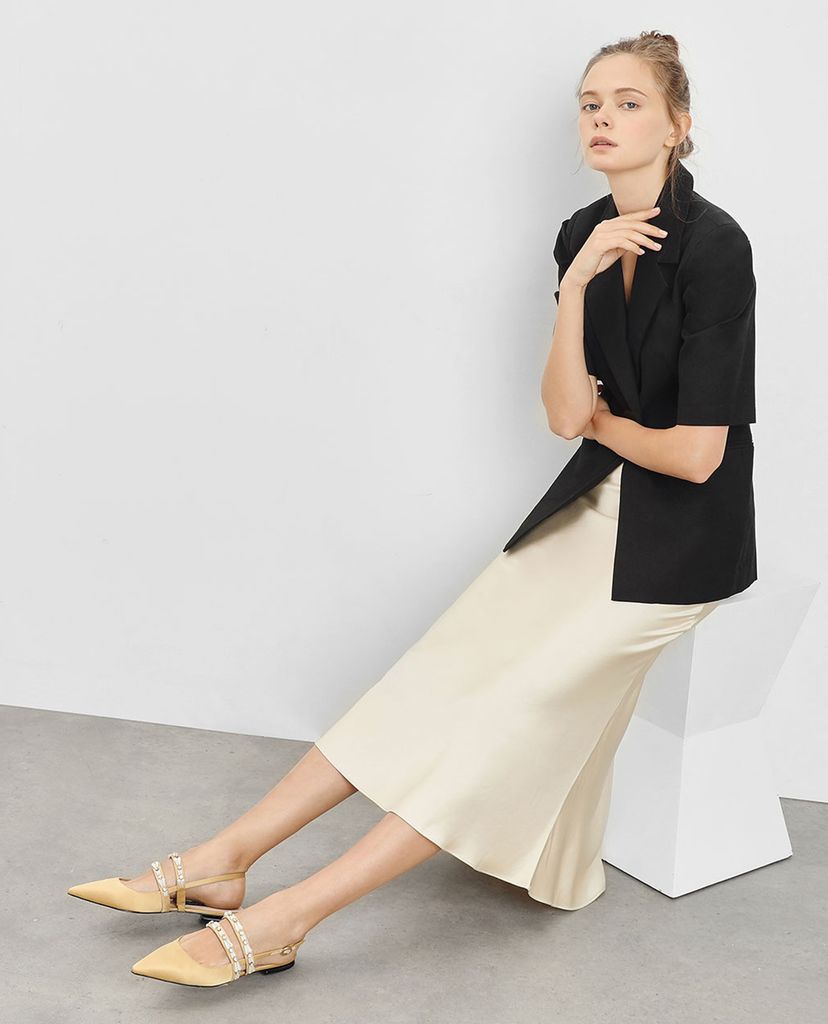 CHARLES & KEITH - Giày đế bệt mũi nhọn Pearl Embellished
