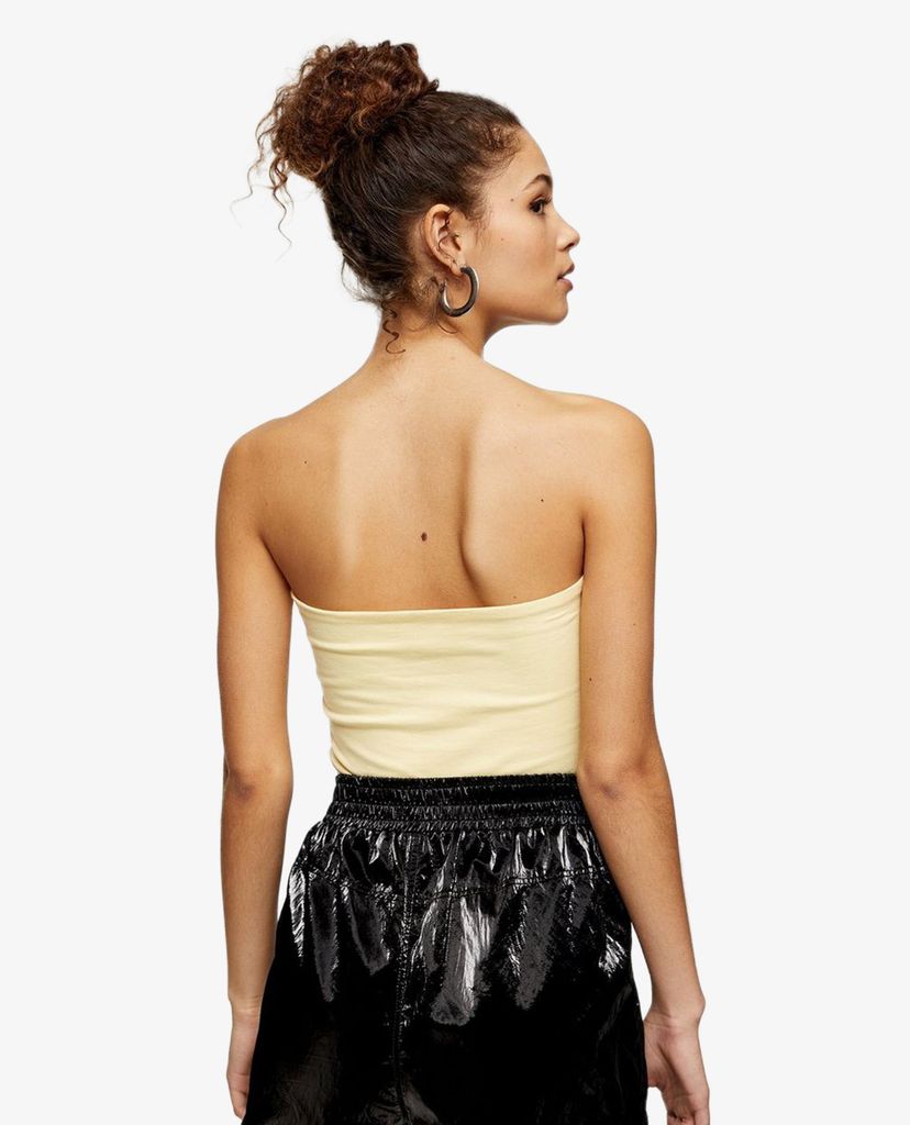 TOPSHOP - Áo croptop không dây Yellow Ruched Bandeau
