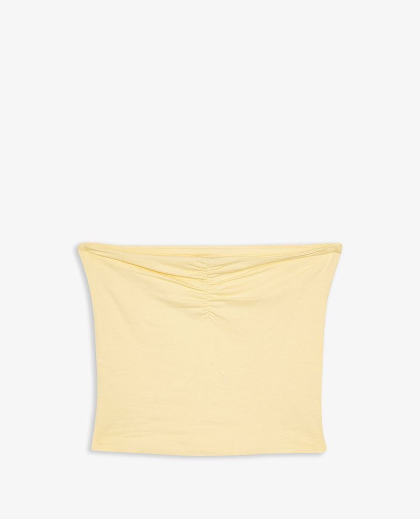 TOPSHOP - Áo croptop không dây Yellow Ruched Bandeau