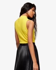 TOPSHOP - Áo ba lỗ nữ cổ cao phom ôm Yellow Fluffy Funnel Neck Knitted
