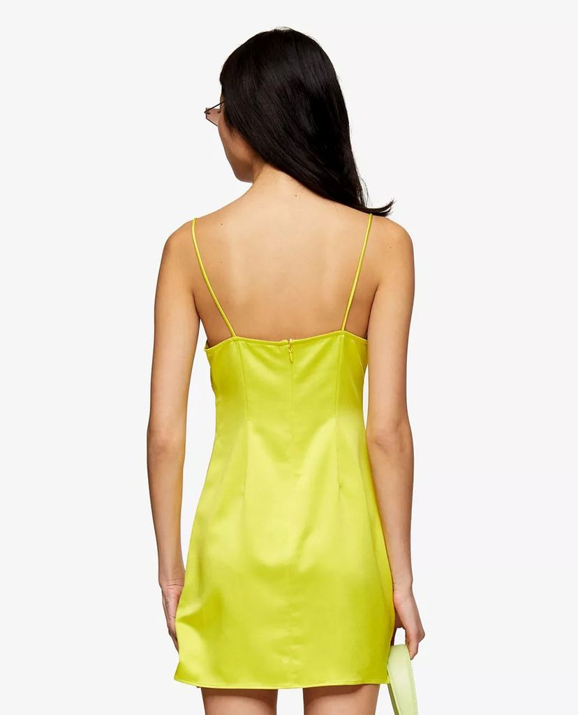 TOPSHOP - Đầm mini hai dây PETITE Neon Yellow Gathered Bust Slip
