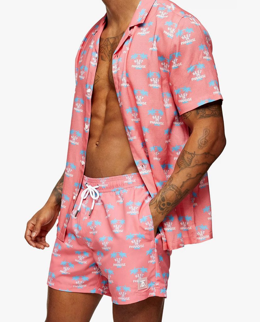 TOPMAN - Quần short bơi nam CONSIDERED Pink Paradise