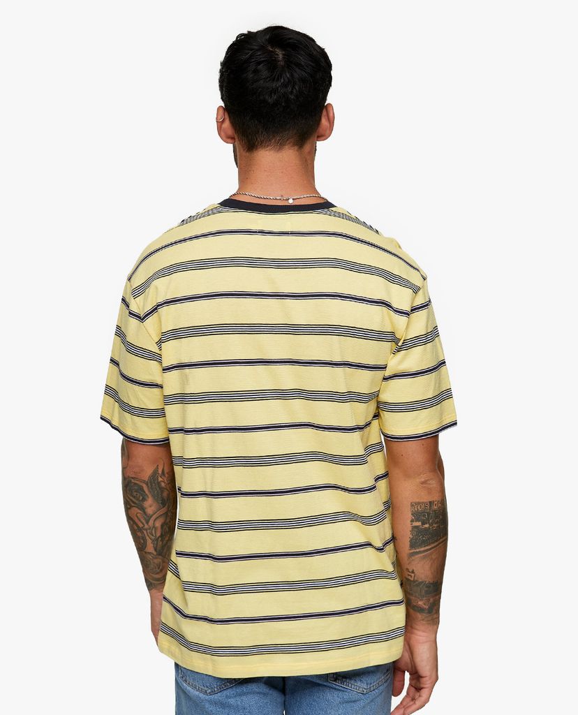 TOPMAN - Áo thun cổ tròn sọc ngang Yellow Stripe