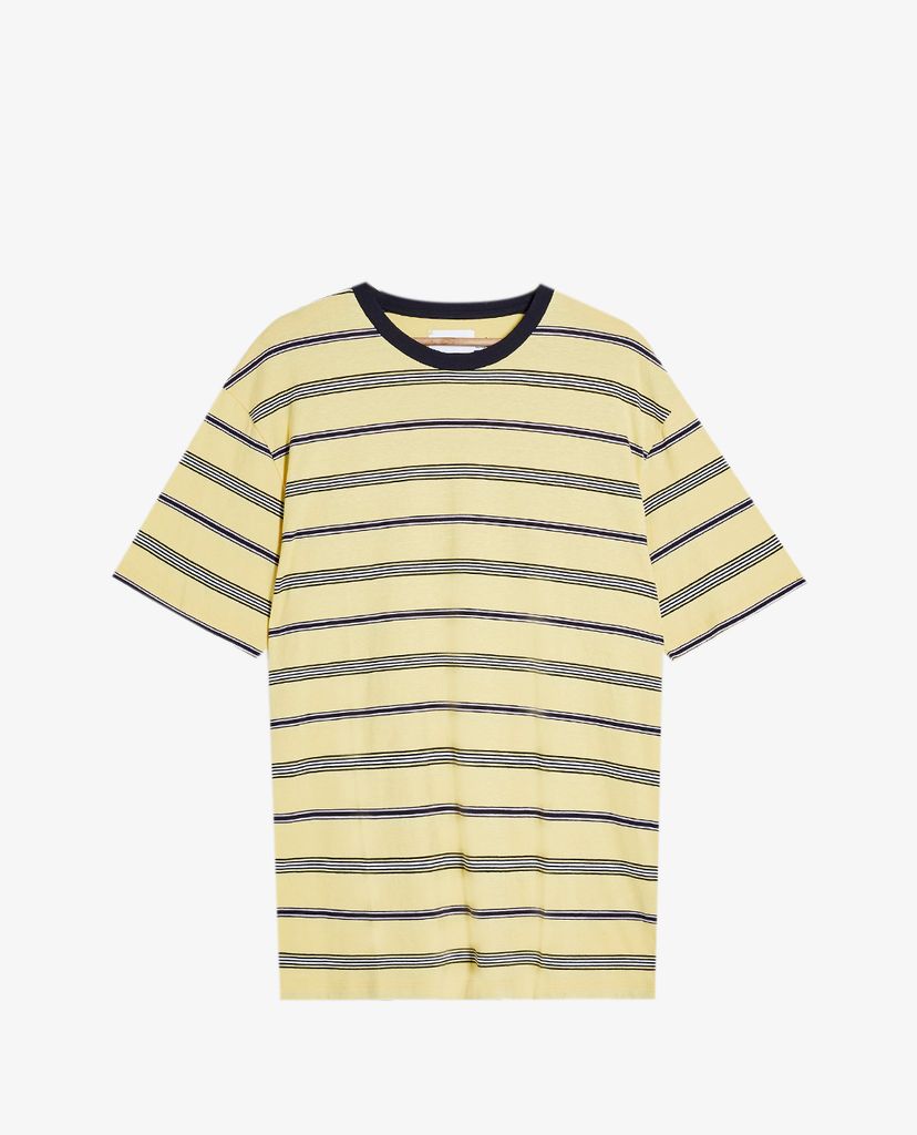 TOPMAN - Áo thun cổ tròn sọc ngang Yellow Stripe