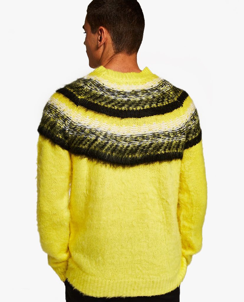 TOPMAN - Áo len nam tay dài cổ tròn Yellow Brushed