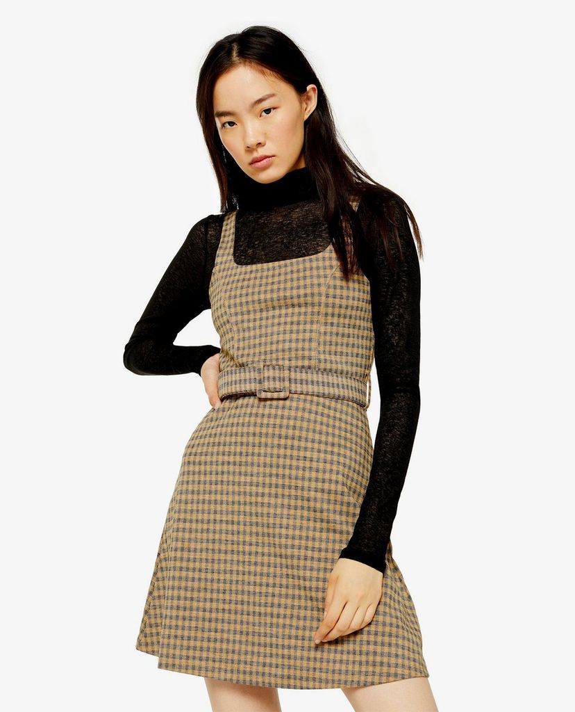 TOPSHOP - Đầm mini sát nách Jacquard Belted Pinafore