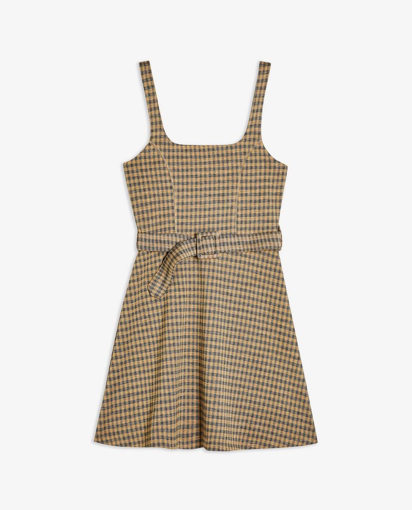 TOPSHOP - Đầm mini sát nách Jacquard Belted Pinafore