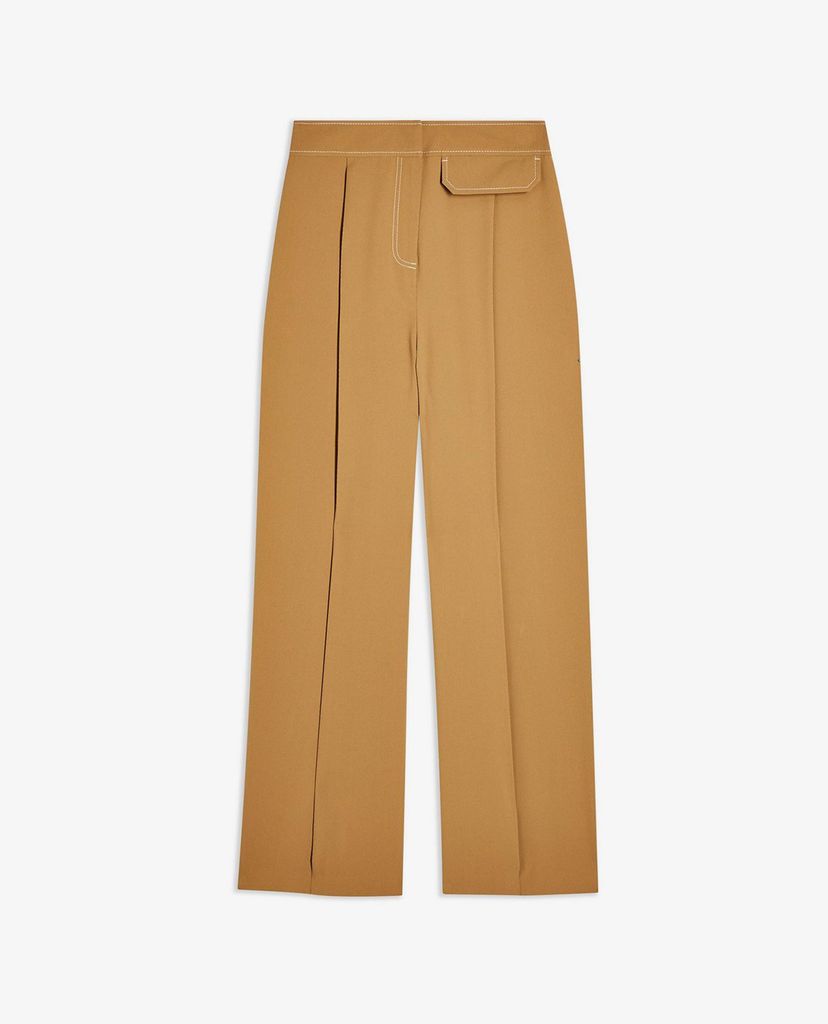 TOPSHOP - Quần kiểu nữ lưng cao ống rộng Ochre Topstitch