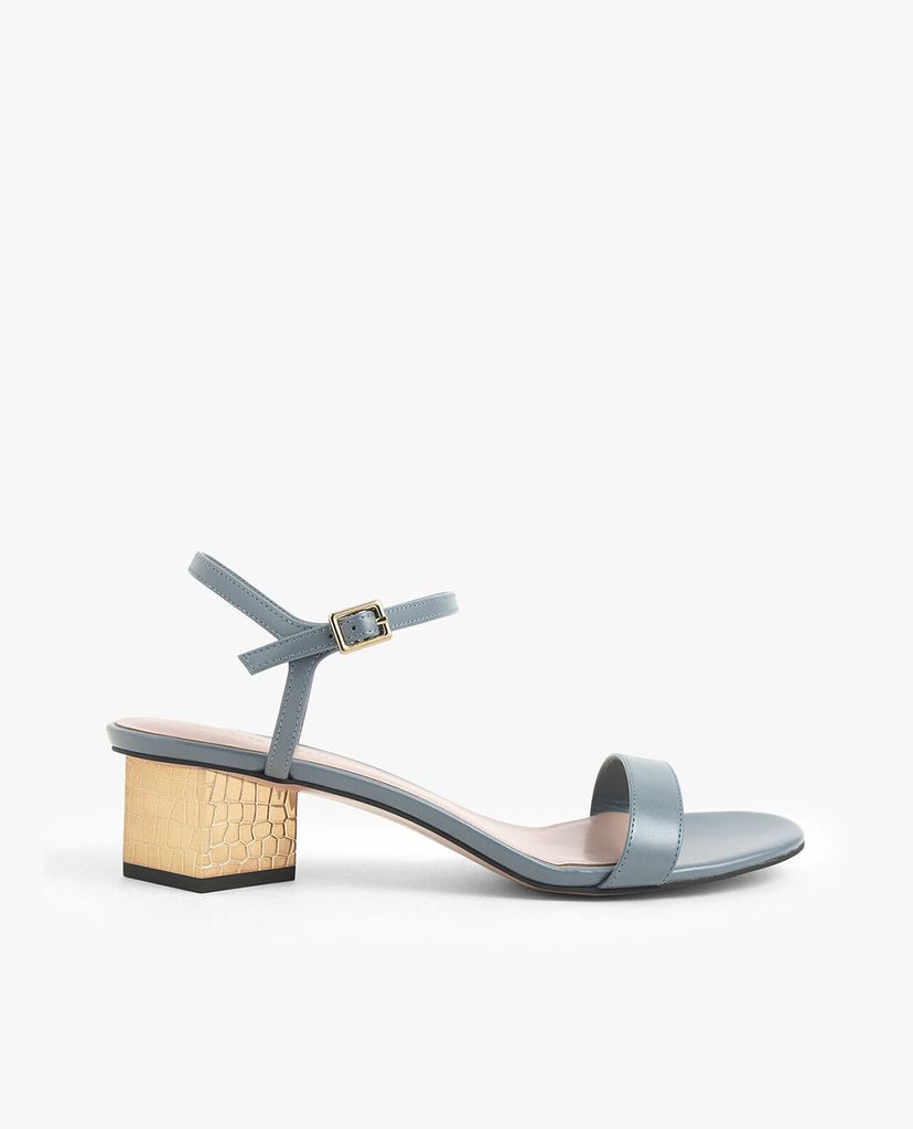 CHARLES & KEITH - Giày sandals cao gót đế vuông Sculptural Chrome