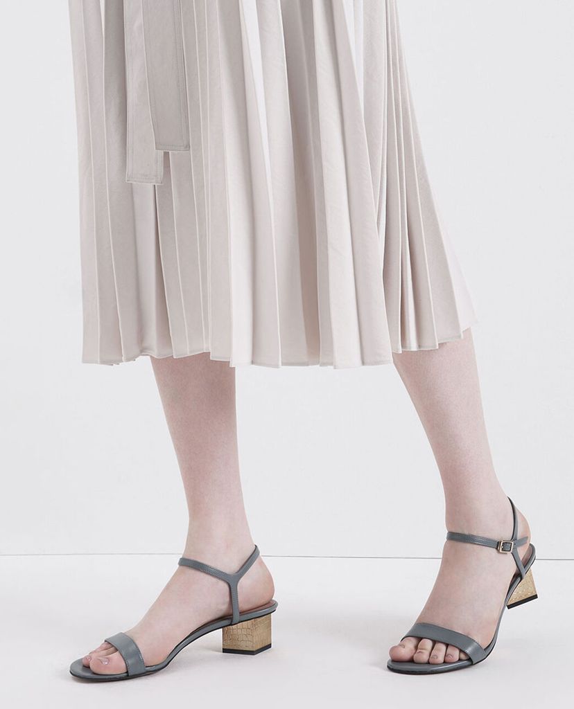 CHARLES & KEITH - Giày sandals cao gót đế vuông Sculptural Chrome