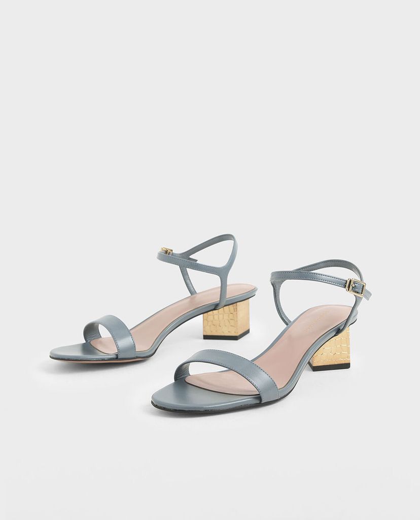 CHARLES & KEITH - Giày sandals cao gót đế vuông Sculptural Chrome