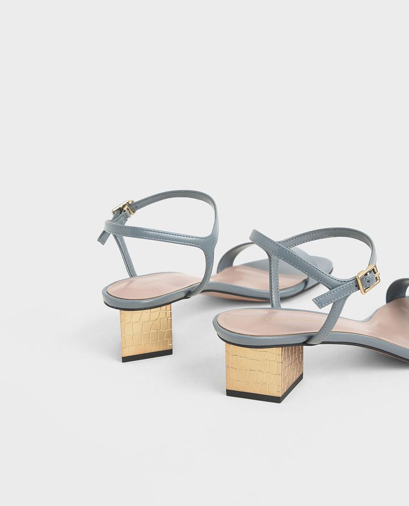 CHARLES & KEITH - Giày sandals cao gót đế vuông Sculptural Chrome