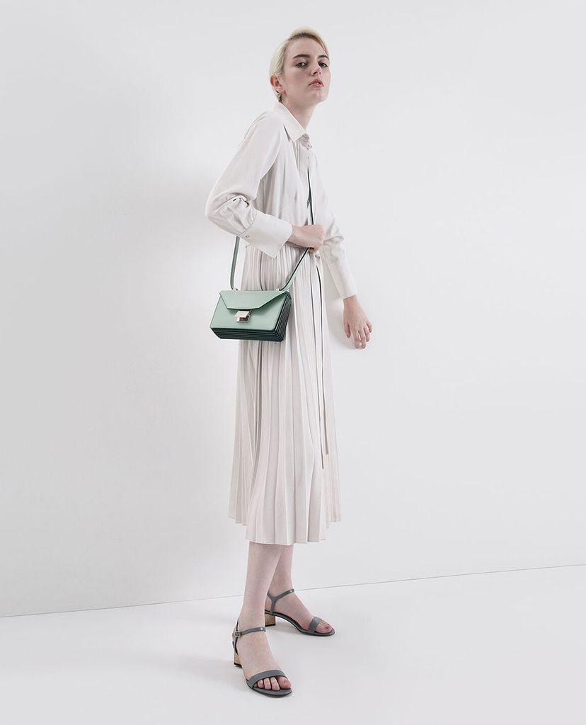CHARLES & KEITH - Giày sandals cao gót đế vuông Sculptural Chrome