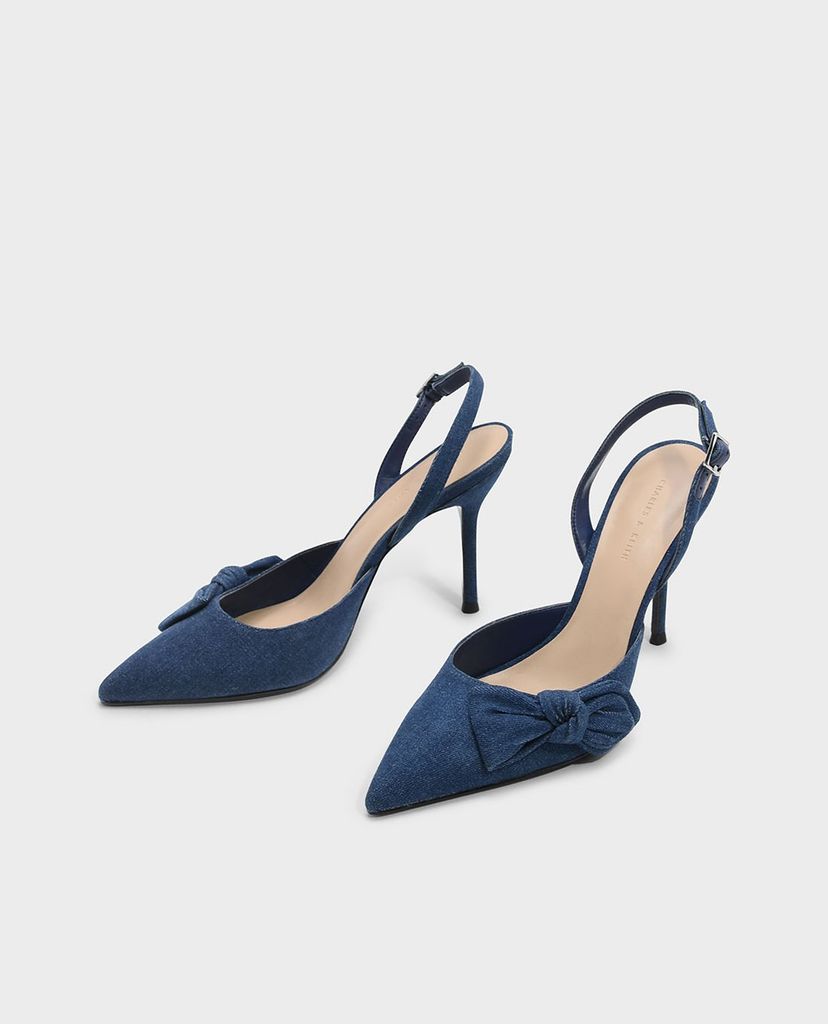 CHARLES & KEITH - Giày cao gót mũi nhọn Bow Detail Slingback