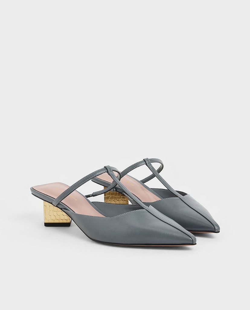 CHARLES & KEITH - Giày cao gót mũi nhọn T Bar Chrome