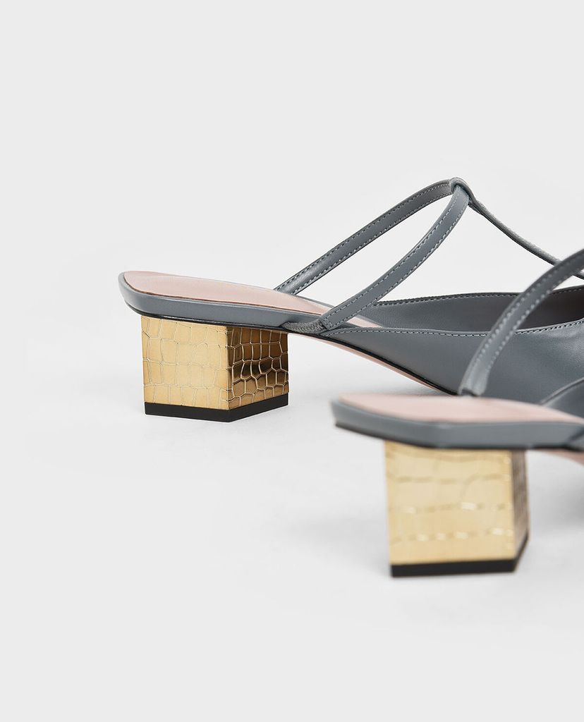 CHARLES & KEITH - Giày cao gót mũi nhọn T Bar Chrome