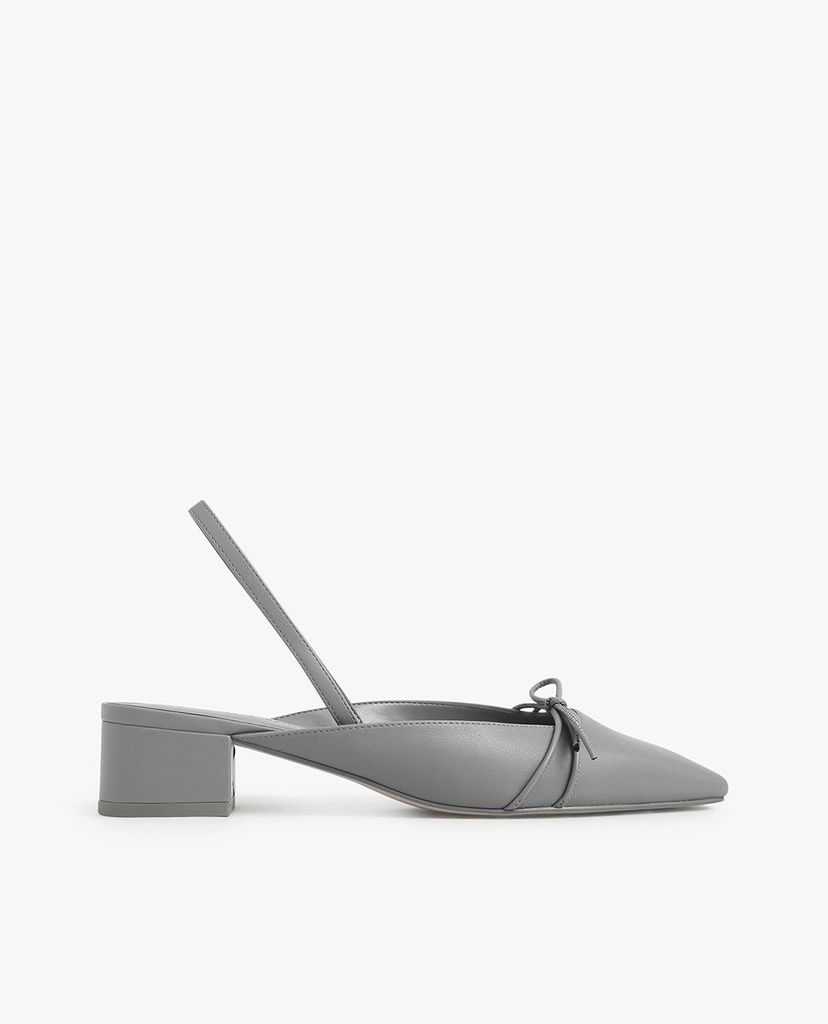 CHARLES & KEITH - Giày cao gót mũi nhọn đế vuông Front Tie Slingback