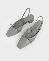 CHARLES & KEITH - Giày cao gót mũi nhọn đế vuông Front Tie Slingback