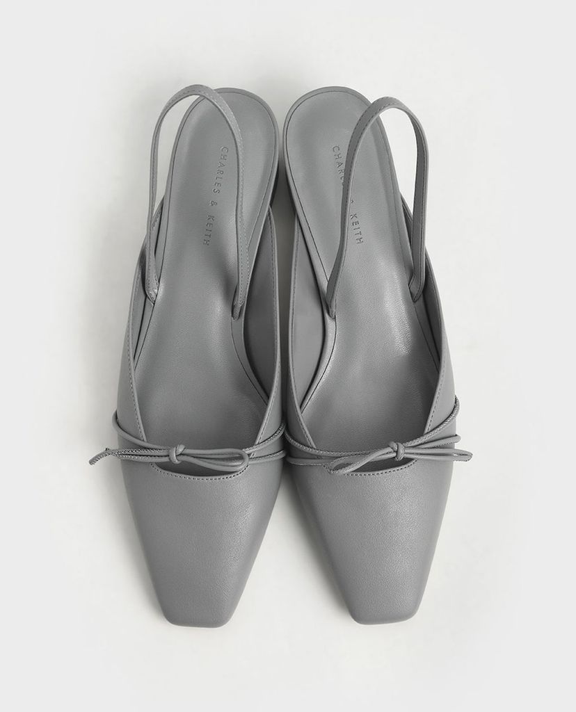 CHARLES & KEITH - Giày cao gót mũi nhọn đế vuông Front Tie Slingback
