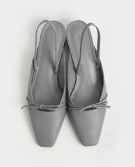 CHARLES & KEITH - Giày cao gót mũi nhọn đế vuông Front Tie Slingback