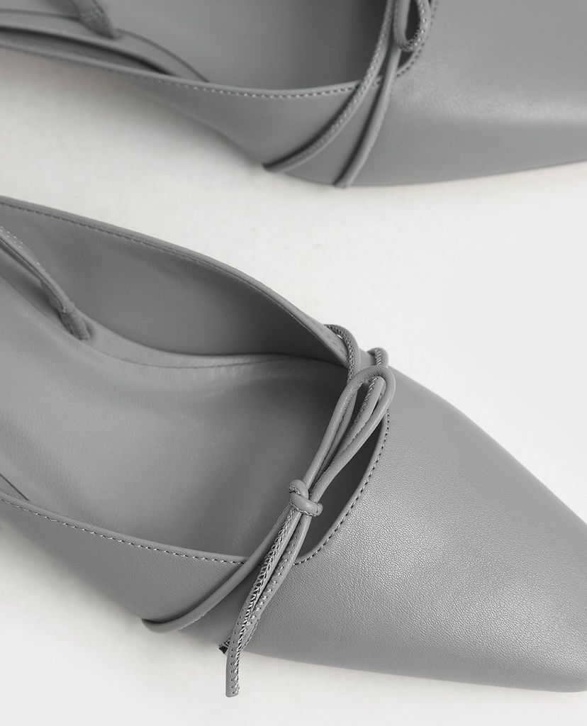 CHARLES & KEITH - Giày cao gót mũi nhọn đế vuông Front Tie Slingback