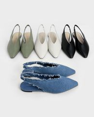 CHARLES & KEITH - Giày búp bê nữ Pointed Toe Slingback Ballerinas