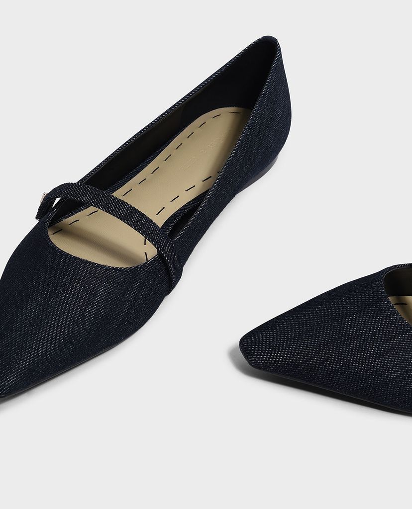 CHARLES & KEITH - Giày đế bệt nữ mũi nhọn Pointed Toe Mary Janes
