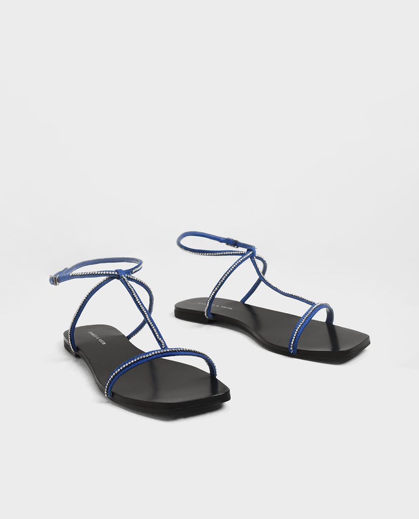 CHARLES & KEITH - Giày sandal nữ dây mảnh Embellished T Bar