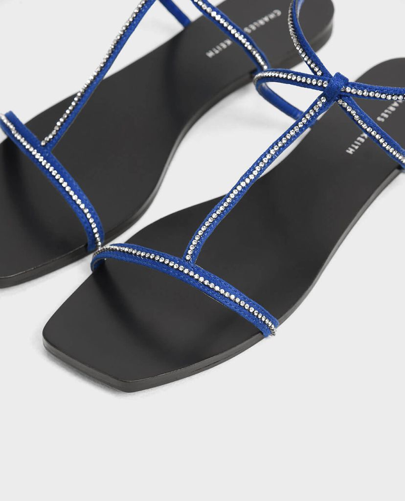 CHARLES & KEITH - Giày sandal nữ dây mảnh Embellished T Bar