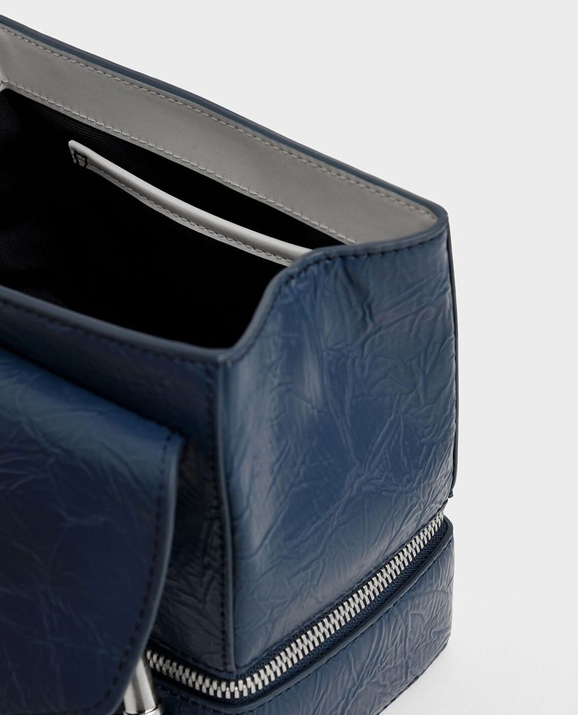 CHARLES & KEITH - Túi xách tay Wrinkled Effect Two Way Zip Chain