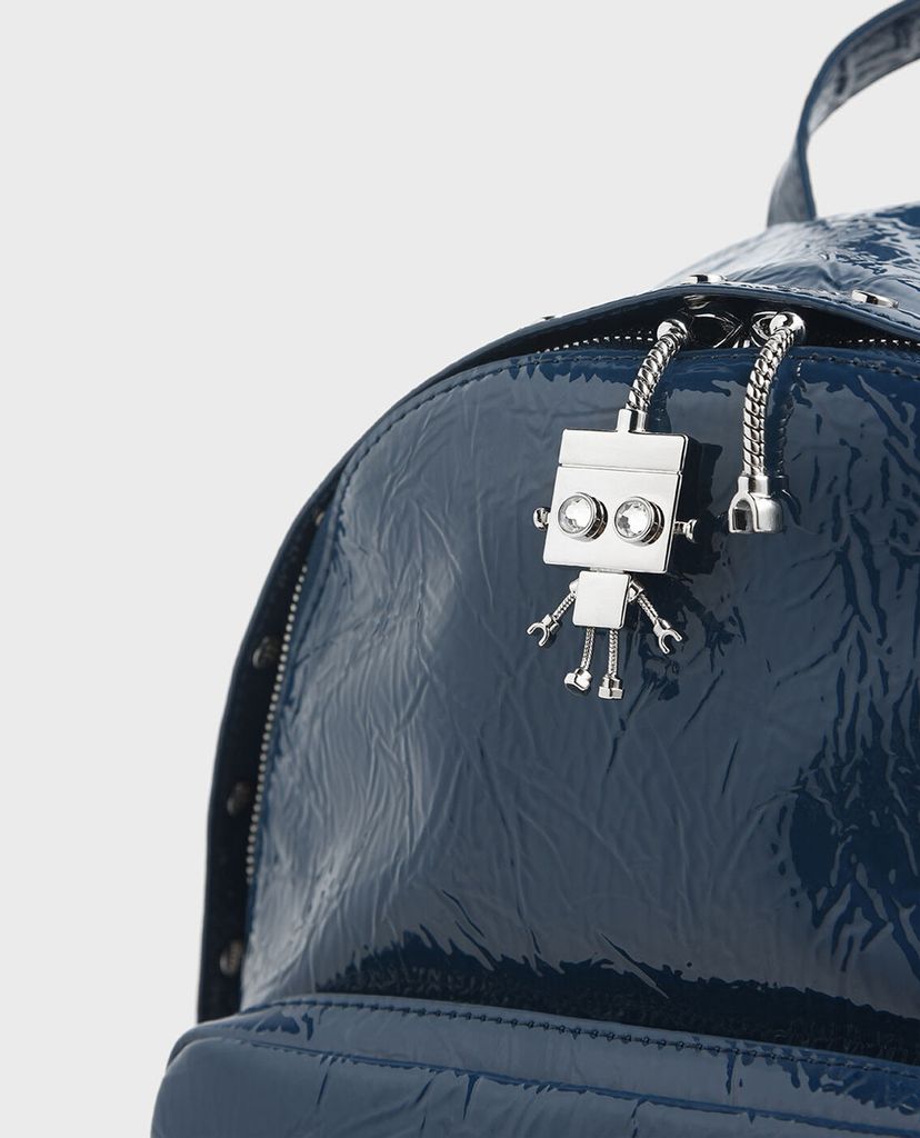 CHARLES & KEITH - Balo da gợn sóng Robot Charm Wrinkled Patent