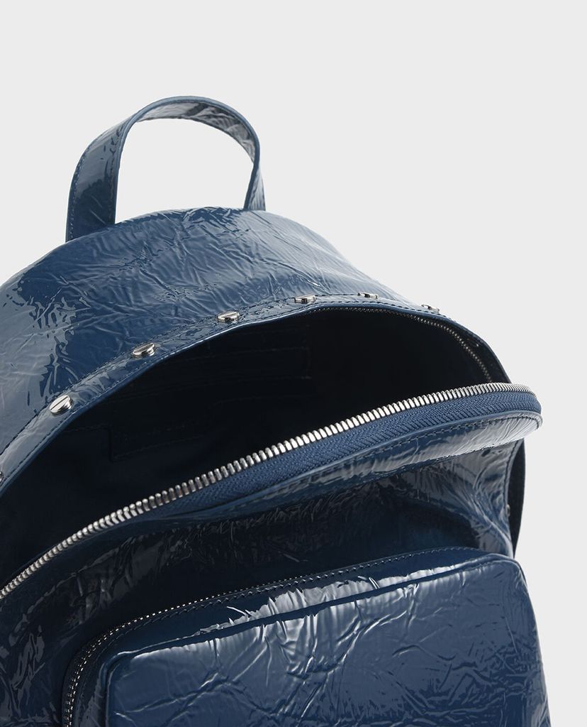 CHARLES & KEITH - Balo da gợn sóng Robot Charm Wrinkled Patent