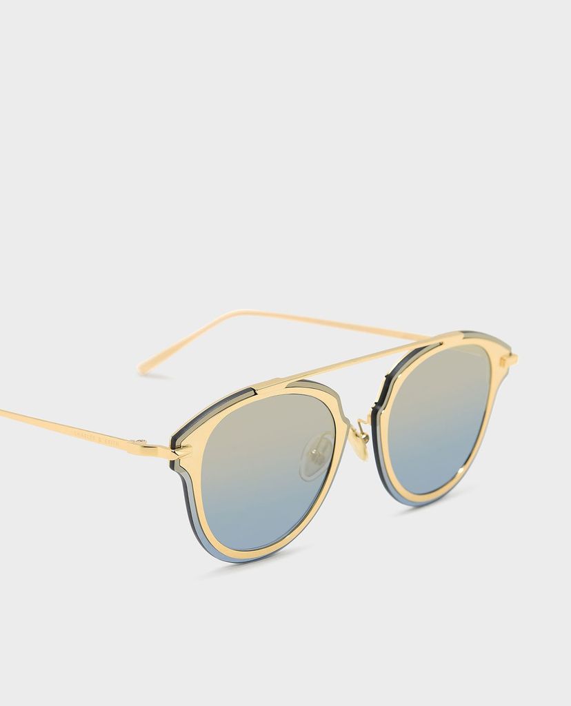 CHARLES & KEITH - Kính mát nữ thời trang Angular Metal Frame Aviator