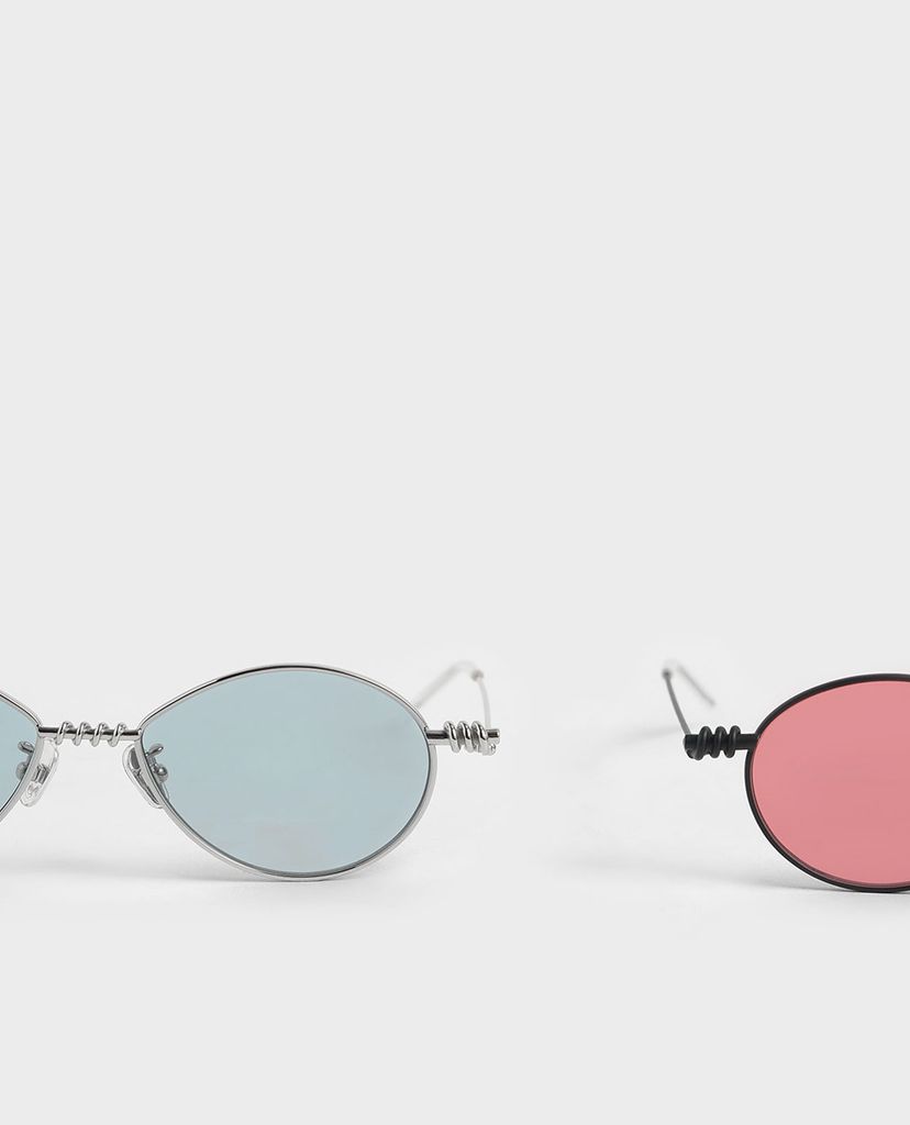 CHARLES & KEITH - Kính mát nữ gọng tròn Twine Detail