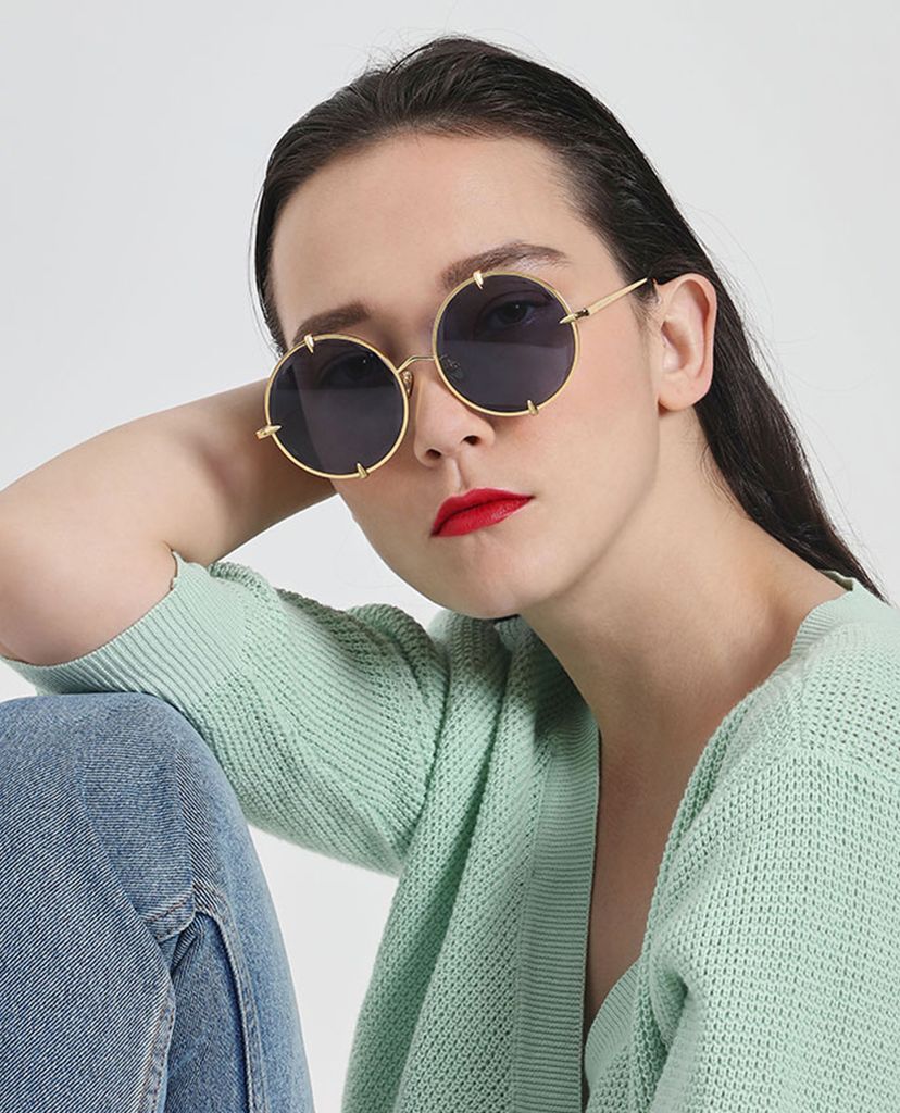 CHARLES & KEITH - Kính mát nữ gọng tròn Round Wire Frame Skinny